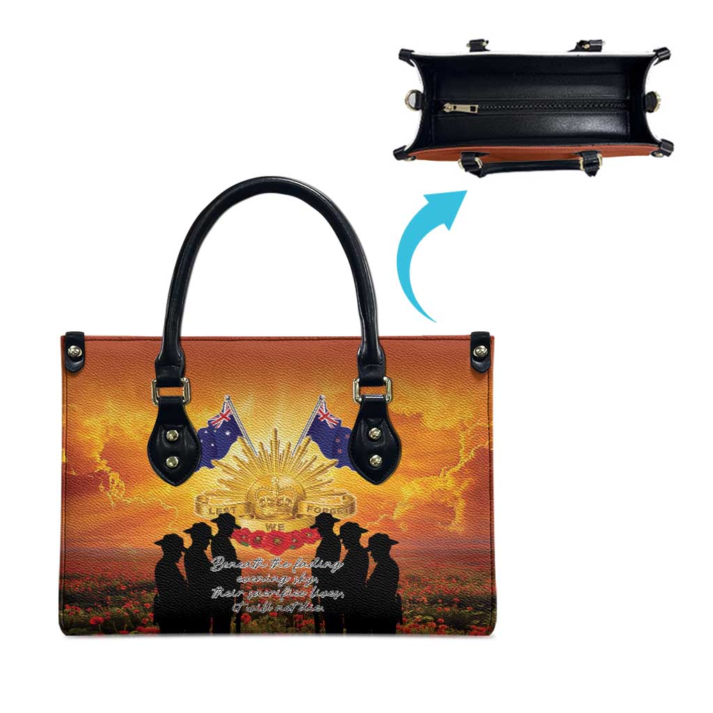 ANZAC Day Leather Bag Remembrance Tribute Soldiers And Poppy Field LT05 - Polynesian Pride