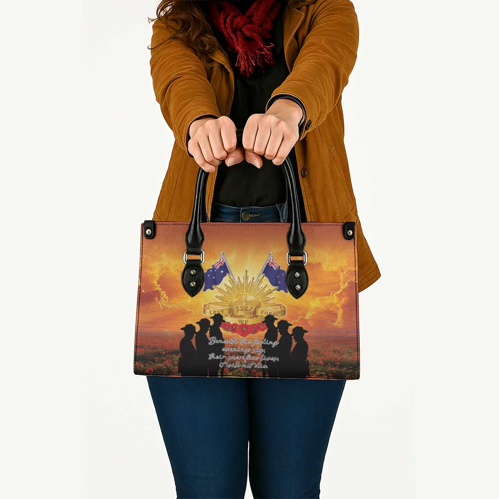 ANZAC Day Leather Bag Remembrance Tribute Soldiers And Poppy Field LT05 - Polynesian Pride