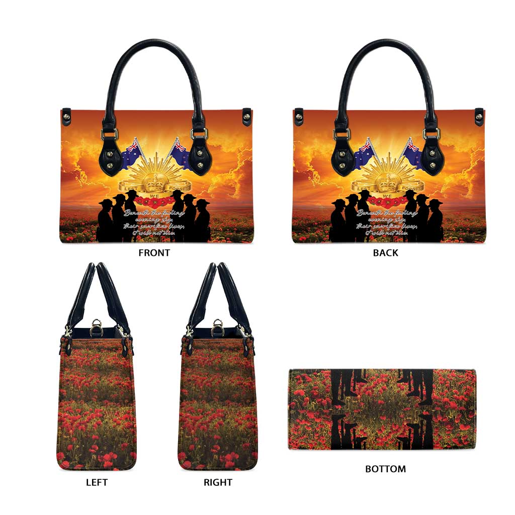 ANZAC Day Leather Bag Remembrance Tribute Soldiers And Poppy Field LT05 - Polynesian Pride