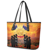 ANZAC Day Leather Tote Bag Remembrance Tribute Soldiers And Poppy Field LT05 - Polynesian Pride