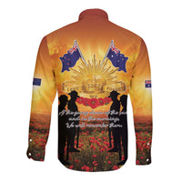 ANZAC Day Long Sleeve Button Shirt Remembrance Tribute Soldiers And Poppy Field LT05 - Polynesian Pride