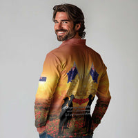 ANZAC Day Long Sleeve Polo Shirt Remembrance Tribute Soldiers And Poppy Field LT05 - Polynesian Pride