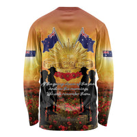 ANZAC Day Long Sleeve Shirt Remembrance Tribute Soldiers And Poppy Field LT05 - Polynesian Pride