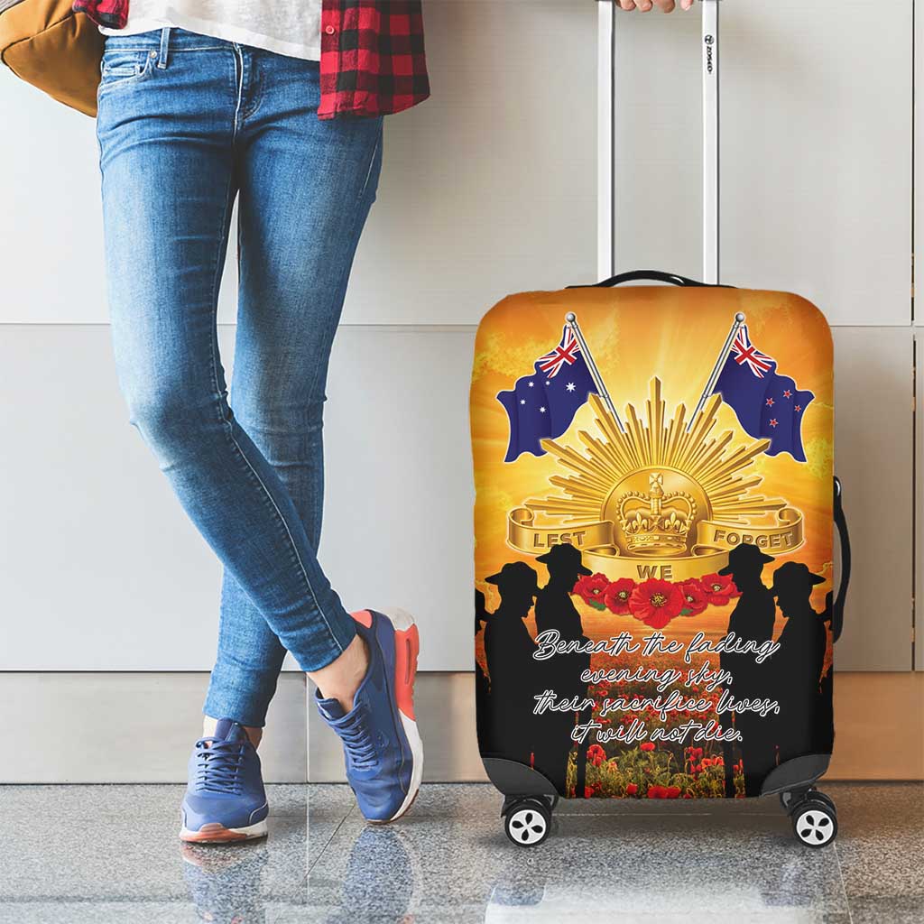 ANZAC Day Luggage Cover Remembrance Tribute Soldiers And Poppy Field LT05 - Polynesian Pride