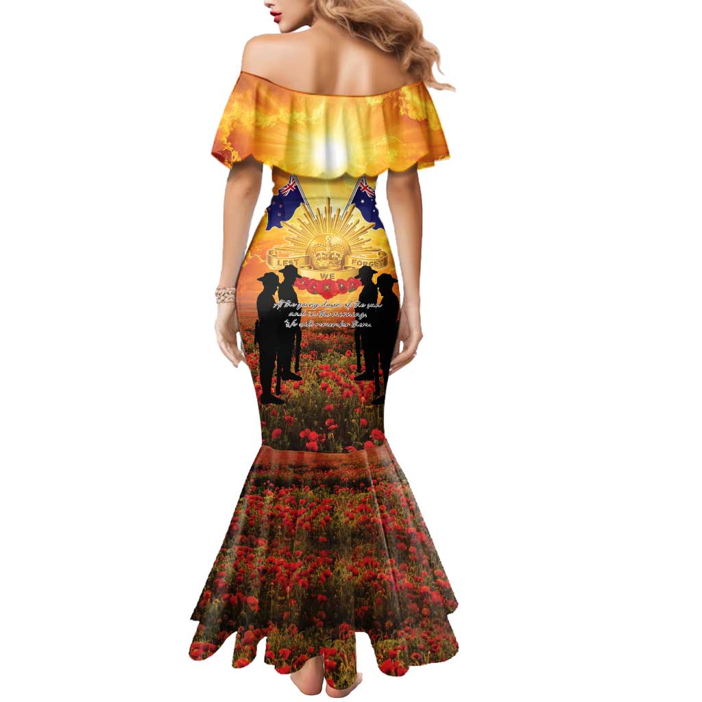 ANZAC Day Mermaid Dress Remembrance Tribute Soldiers And Poppy Field LT05 - Polynesian Pride