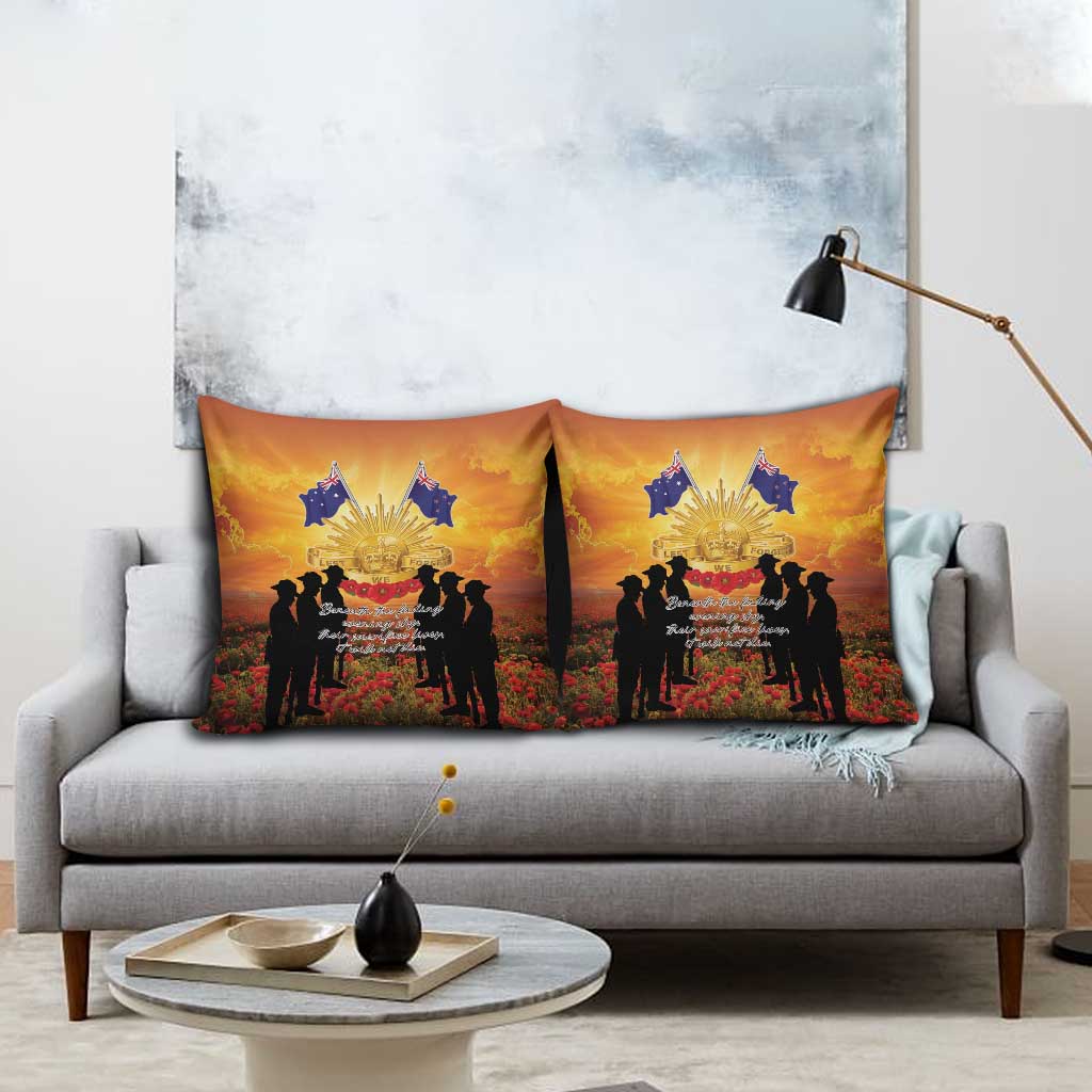 ANZAC Day Pillow Cover Remembrance Tribute Soldiers And Poppy Field LT05 - Polynesian Pride