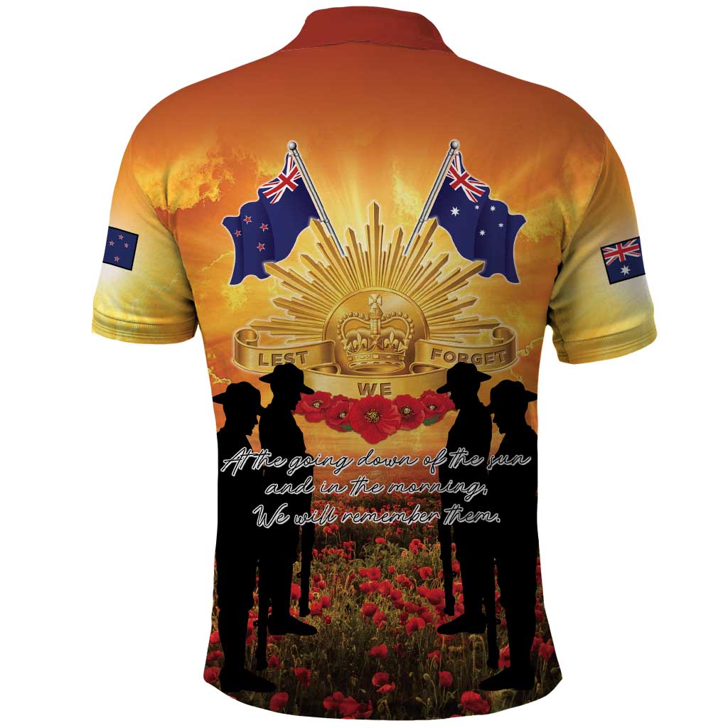 ANZAC Day Polo Shirt Remembrance Tribute Soldiers And Poppy Field LT05 - Polynesian Pride