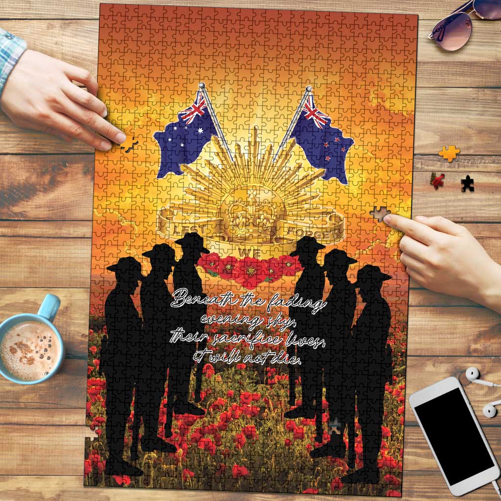 ANZAC Day Puzzle Remembrance Tribute Soldiers And Poppy Field LT05 Orange - Polynesian Pride