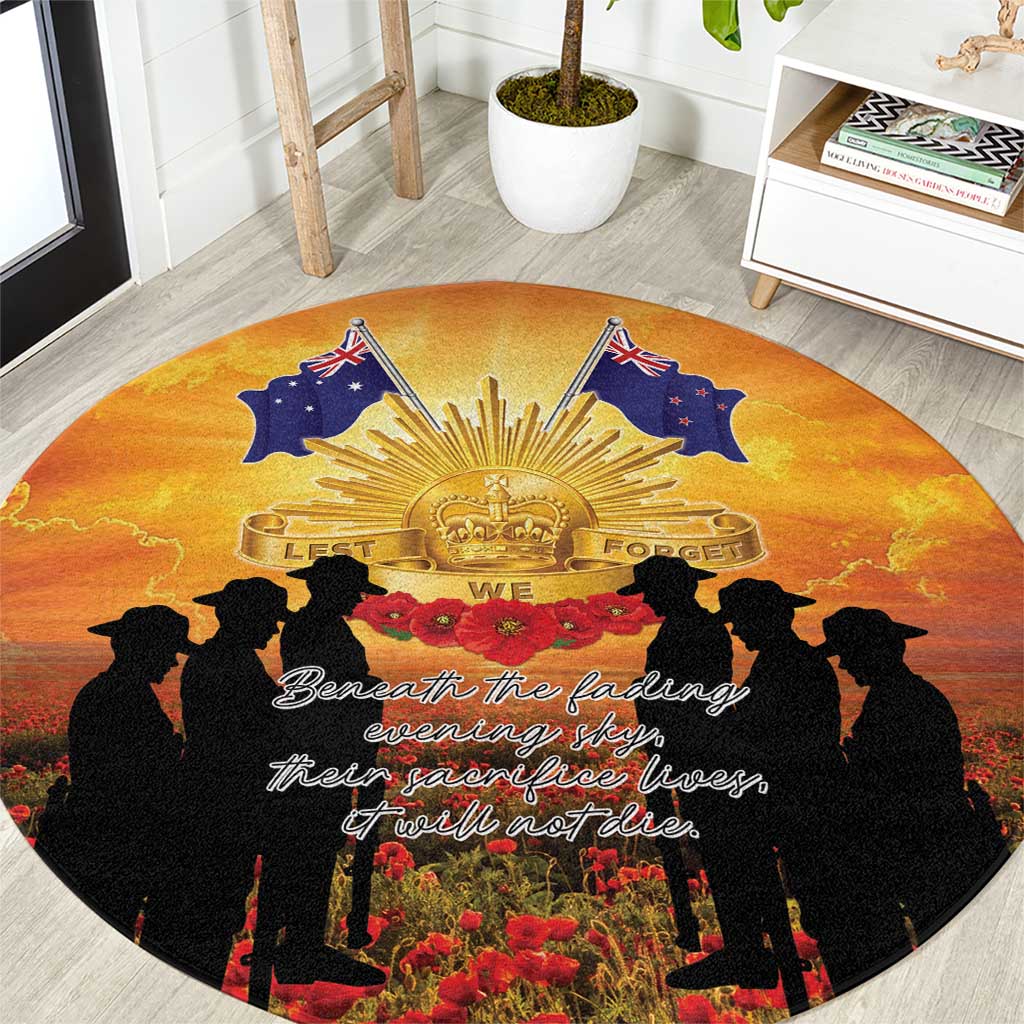 ANZAC Day Round Carpet Remembrance Tribute Soldiers And Poppy Field LT05 Orange - Polynesian Pride