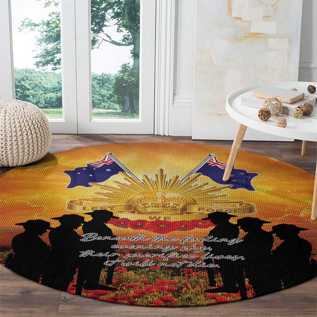 ANZAC Day Round Carpet Remembrance Tribute Soldiers And Poppy Field LT05 - Polynesian Pride