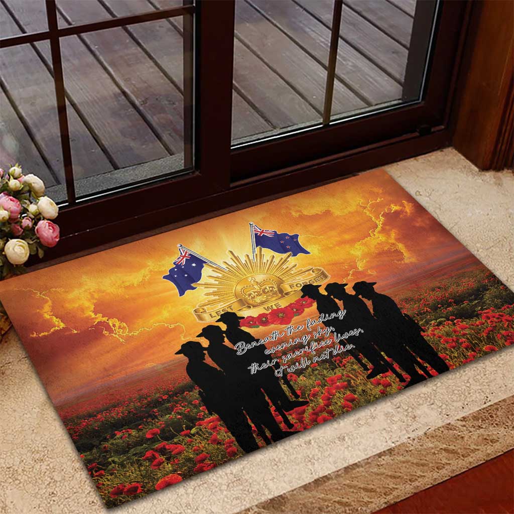 ANZAC Day Rubber Doormat Remembrance Tribute Soldiers And Poppy Field LT05 - Polynesian Pride