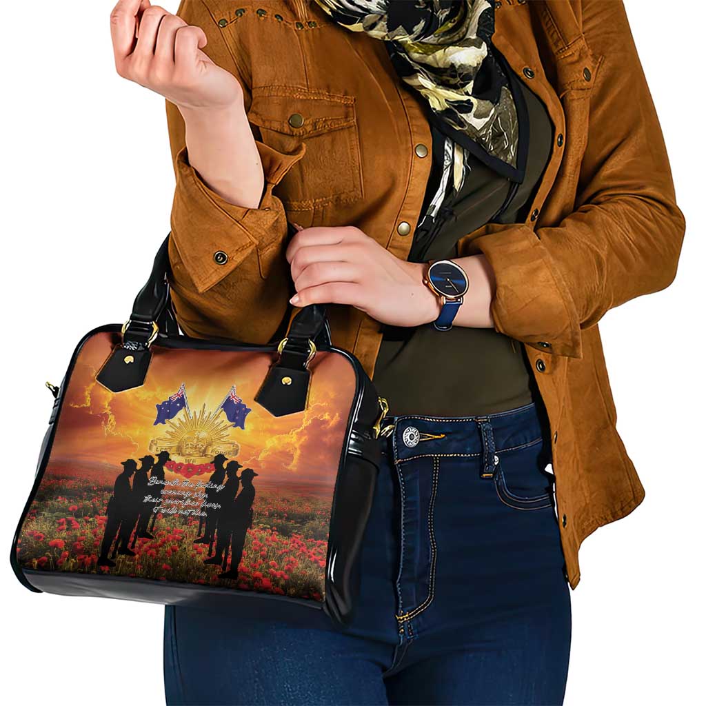 ANZAC Day Shoulder Handbag Remembrance Tribute Soldiers And Poppy Field LT05 - Polynesian Pride