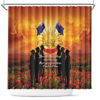 ANZAC Day Shower Curtain Remembrance Tribute Soldiers And Poppy Field