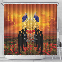ANZAC Day Shower Curtain Remembrance Tribute Soldiers And Poppy Field