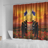 ANZAC Day Shower Curtain Remembrance Tribute Soldiers And Poppy Field