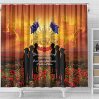 ANZAC Day Shower Curtain Remembrance Tribute Soldiers And Poppy Field