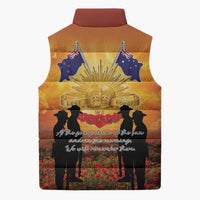 ANZAC Day Sleeveless Puffer Jacket Remembrance Tribute Soldiers And Poppy Field LT05 - Polynesian Pride