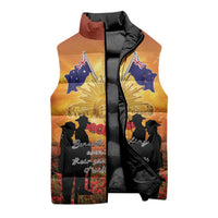 ANZAC Day Sleeveless Puffer Jacket Remembrance Tribute Soldiers And Poppy Field LT05 - Polynesian Pride