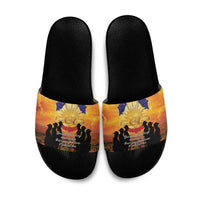 ANZAC Day Slide Sandals Remembrance Tribute Soldiers And Poppy Field LT05 Orange - Polynesian Pride