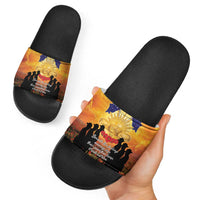 ANZAC Day Slide Sandals Remembrance Tribute Soldiers And Poppy Field LT05 - Polynesian Pride