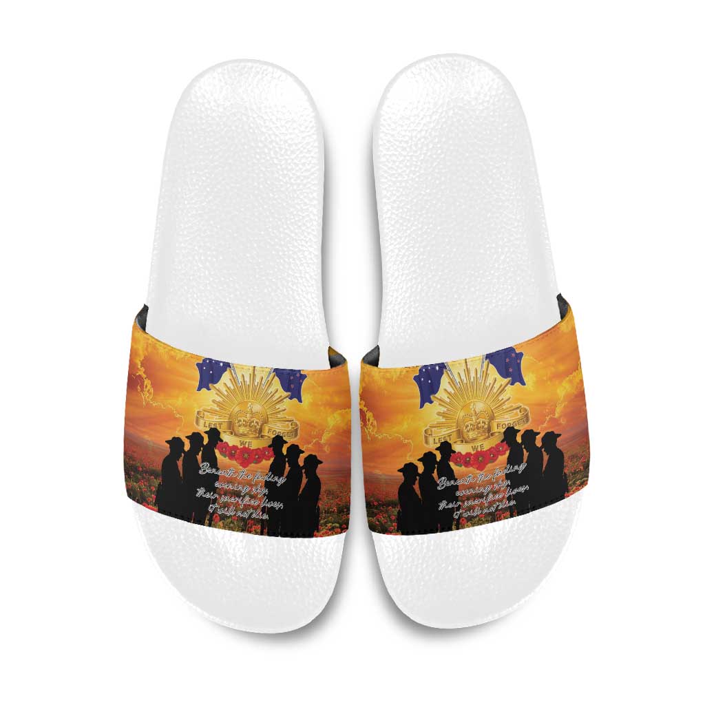 ANZAC Day Slide Sandals Remembrance Tribute Soldiers And Poppy Field LT05 Orange - Polynesian Pride