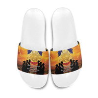 ANZAC Day Slide Sandals Remembrance Tribute Soldiers And Poppy Field LT05 Orange - Polynesian Pride
