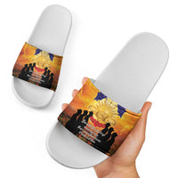 ANZAC Day Slide Sandals Remembrance Tribute Soldiers And Poppy Field LT05 - Polynesian Pride