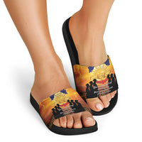 ANZAC Day Slide Sandals Remembrance Tribute Soldiers And Poppy Field LT05 - Polynesian Pride