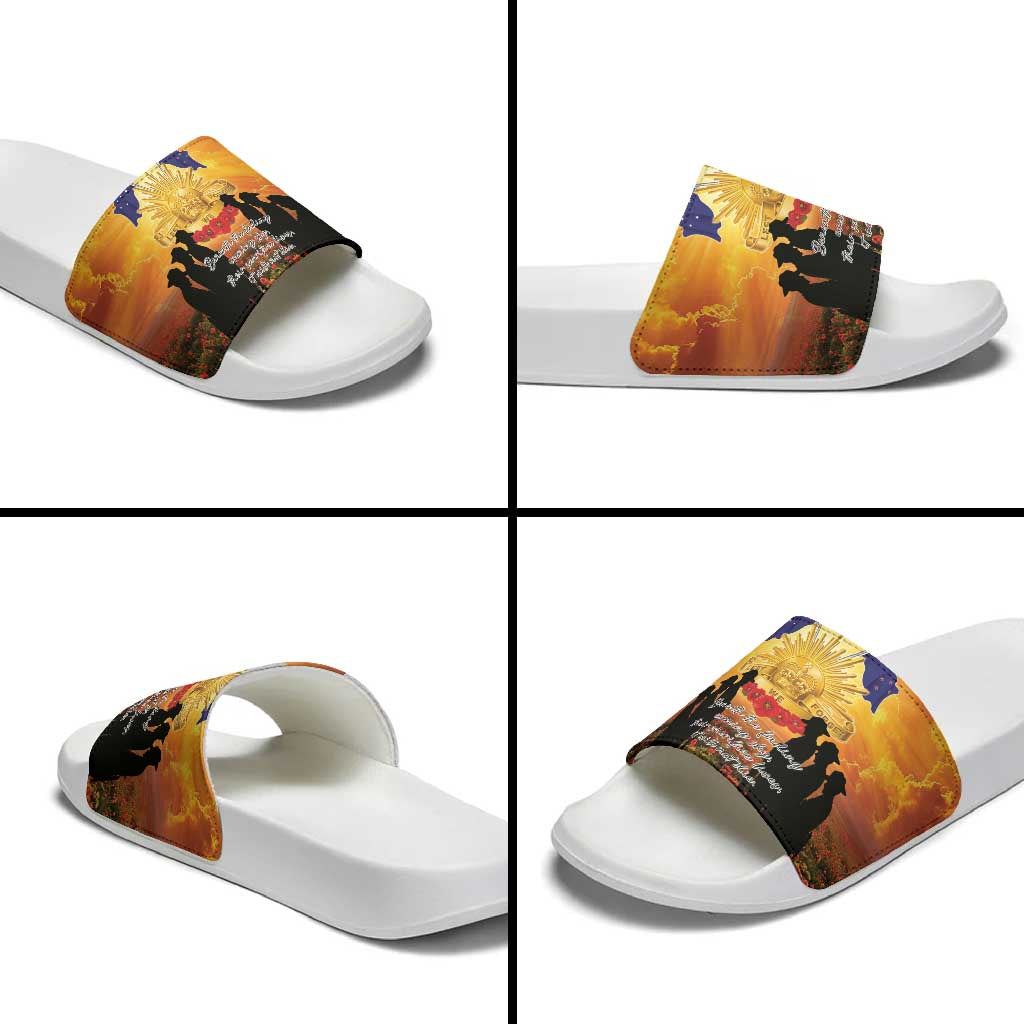 ANZAC Day Slide Sandals Remembrance Tribute Soldiers And Poppy Field LT05 - Polynesian Pride