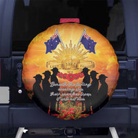 ANZAC Day Spare Tire Cover Remembrance Tribute Soldiers And Poppy Field LT05 No hole Orange - Polynesian Pride