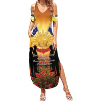 ANZAC Day Summer Maxi Dress Remembrance Tribute Soldiers And Poppy Field LT05 Women Orange - Polynesian Pride