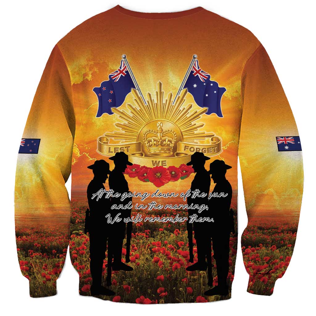 ANZAC Day Sweatshirt Remembrance Tribute Soldiers And Poppy Field LT05 - Polynesian Pride