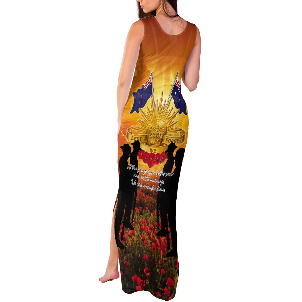 ANZAC Day Tank Maxi Dress Remembrance Tribute Soldiers And Poppy Field