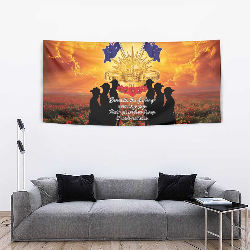 ANZAC Day Tapestry Remembrance Tribute Soldiers And Poppy Field LT05 - Polynesian Pride