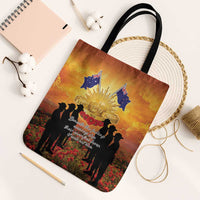 ANZAC Day Tote Bag Remembrance Tribute Soldiers And Poppy Field LT05 Black Strap One Size Orange - Polynesian Pride