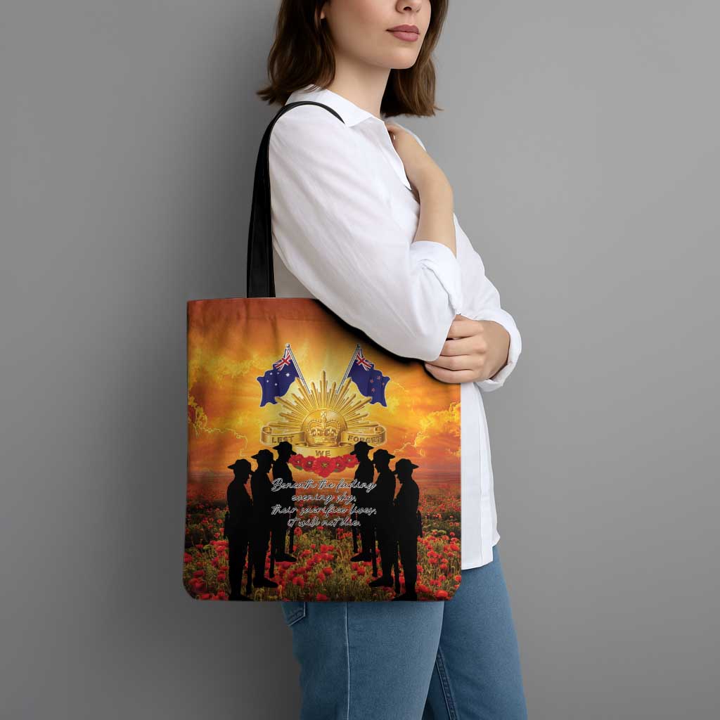 ANZAC Day Tote Bag Remembrance Tribute Soldiers And Poppy Field LT05 - Polynesian Pride