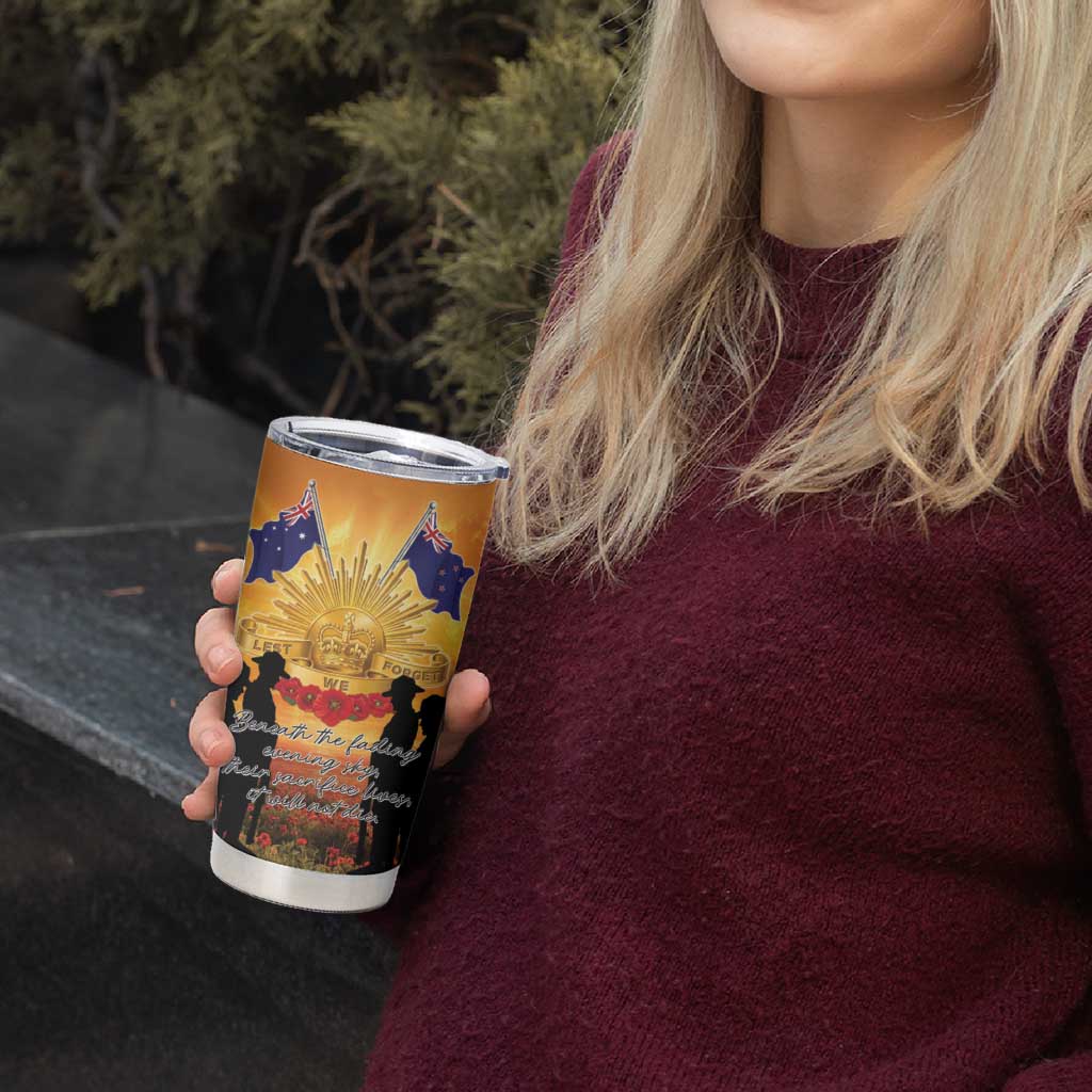 ANZAC Day Tumbler Cup Remembrance Tribute Soldiers And Poppy Field LT05 - Polynesian Pride