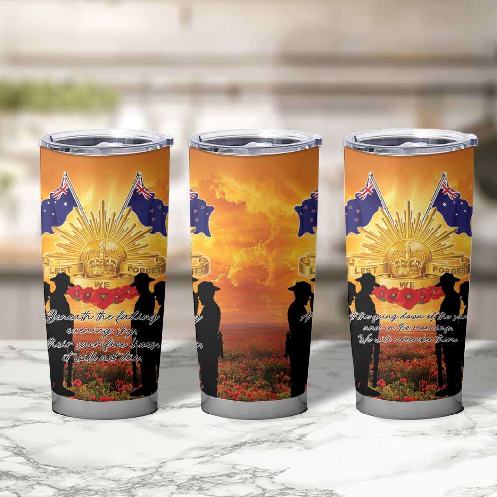 ANZAC Day Tumbler Cup Remembrance Tribute Soldiers And Poppy Field LT05 - Polynesian Pride