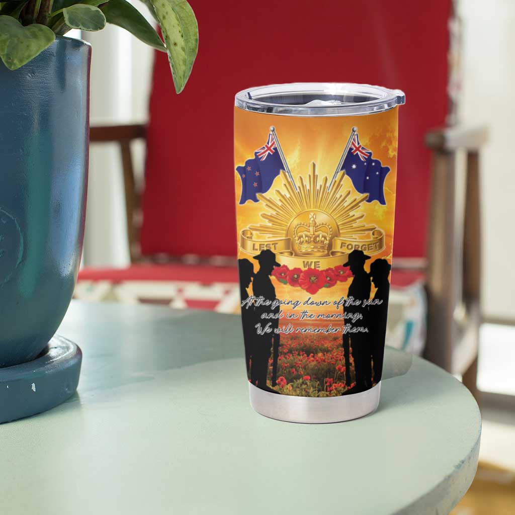 ANZAC Day Tumbler Cup Remembrance Tribute Soldiers And Poppy Field LT05 - Polynesian Pride