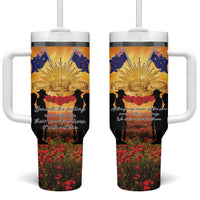 ANZAC Day Tumbler With Handle Remembrance Tribute Soldiers And Poppy Field LT05 One Size: 40 oz Orange - Polynesian Pride