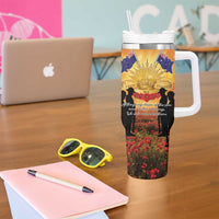 ANZAC Day Tumbler With Handle Remembrance Tribute Soldiers And Poppy Field LT05 - Polynesian Pride