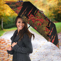 ANZAC Day Umbrella Remembrance Tribute Soldiers And Poppy Field