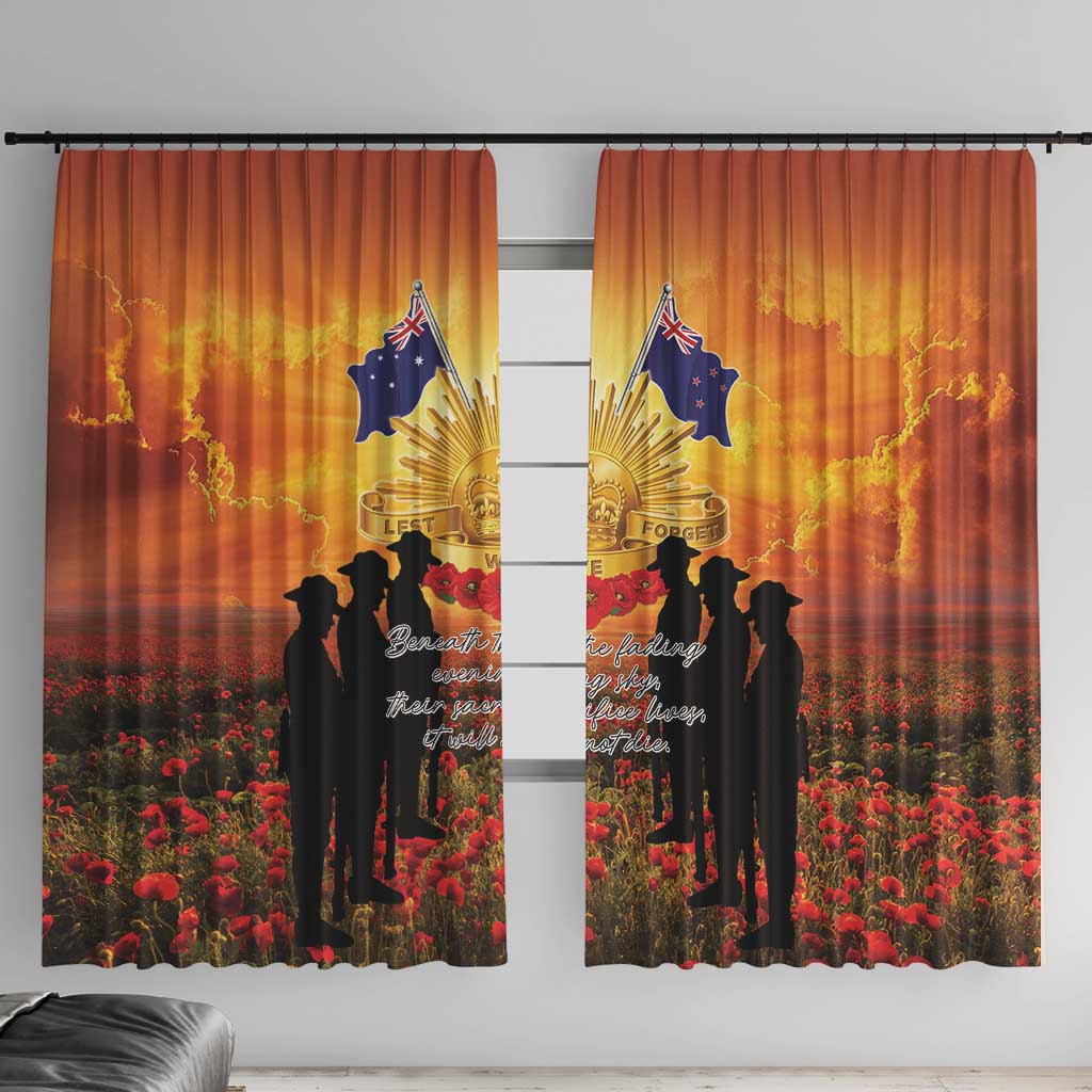 ANZAC Day Window Curtain Remembrance Tribute Soldiers And Poppy Field LT05 With Hooks Orange - Polynesian Pride