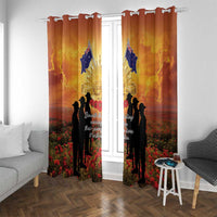 ANZAC Day Window Curtain Remembrance Tribute Soldiers And Poppy Field LT05 With Grommets Orange - Polynesian Pride