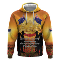 ANZAC Day Zip Hoodie Remembrance Tribute Soldiers And Poppy Field LT05 Pullover Hoodie Orange - Polynesian Pride