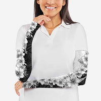 Hawaii Hibiscus Flowers Arm Sleeves Grayscale Polynesian Pattern