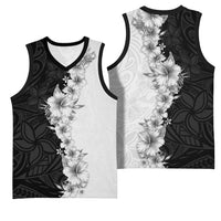 Hawaii Hibiscus Flowers Basketball Jersey Grayscale Polynesian Pattern LT05 - Polynesian Pride