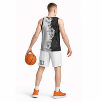 Hawaii Hibiscus Flowers Basketball Jersey Grayscale Polynesian Pattern LT05 - Polynesian Pride