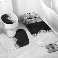 Hawaii Hibiscus Flowers Bathroom Set Grayscale Polynesian Pattern LT05 Mat Set Only (3 pcs) One Size Black - Polynesian Pride