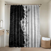 Hawaii Hibiscus Flowers Bathroom Set Grayscale Polynesian Pattern LT05 Shower Curtain Only Black - Polynesian Pride